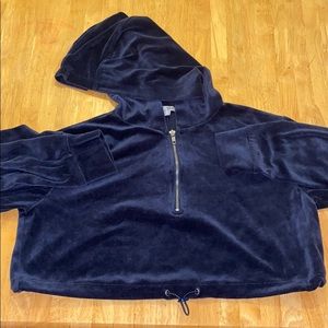 A cute cropped navy blue sweater